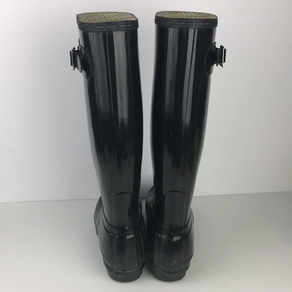 Hunter Original Tall Black Gloss Pull On Rain Boots